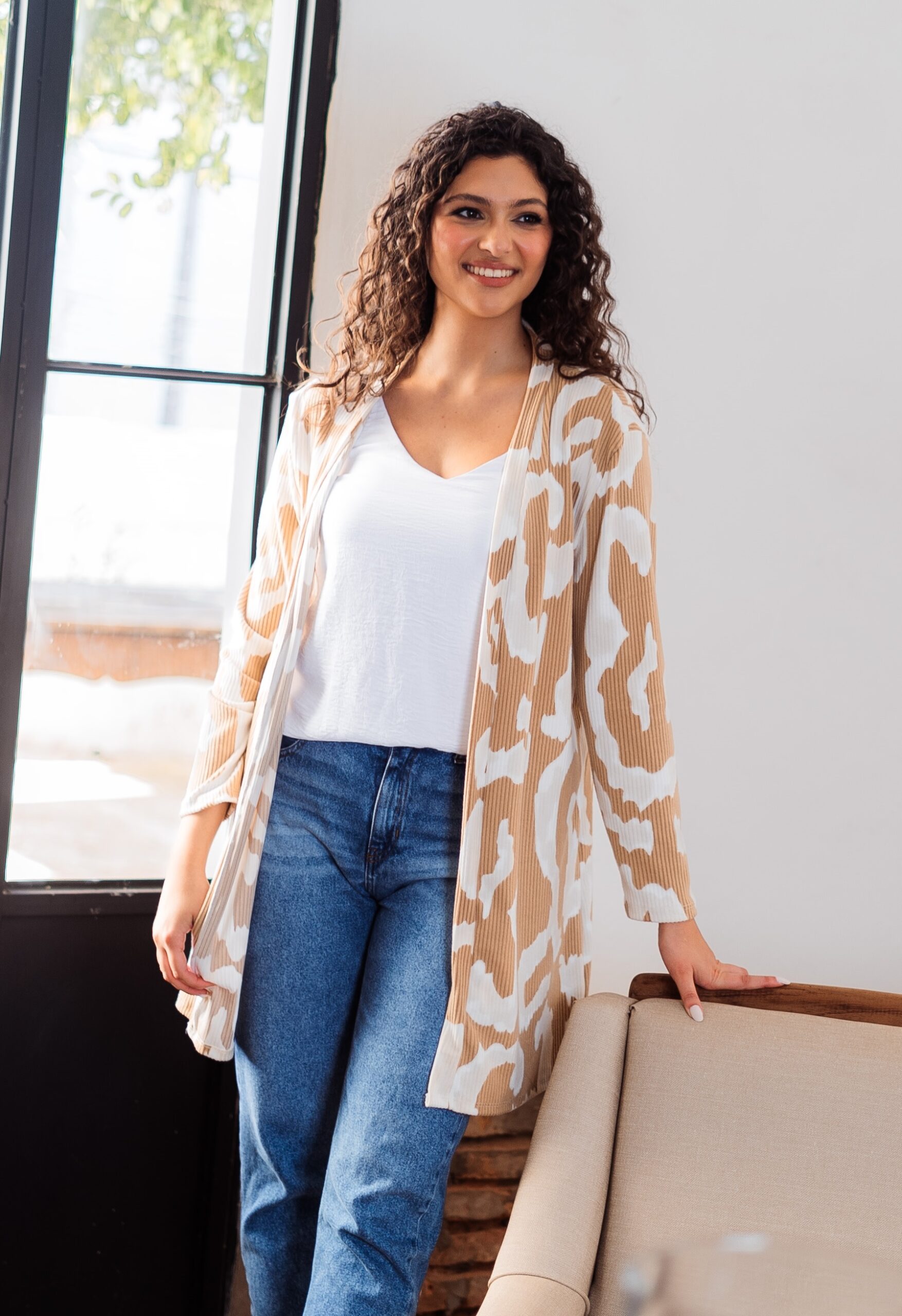 Saquito Celina Animal Print Beige Marfil