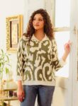 Sweater Giuliana Animal Print Verde y Marfil