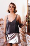 Short Pollera Alexia Eco Cuero Peltre