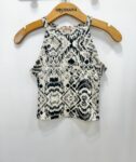 Top Rib foil Estampa Marfil Negro