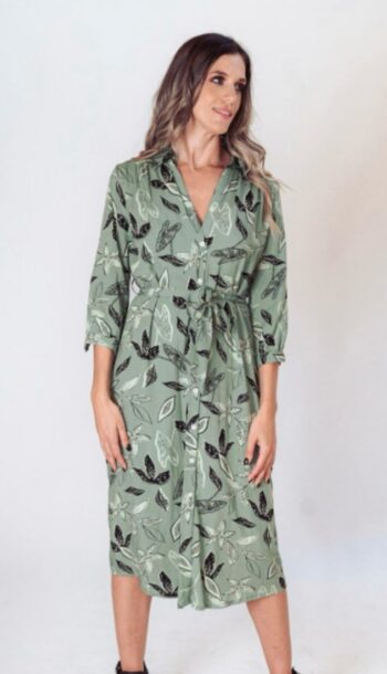 Vestido Camisero Hojas
