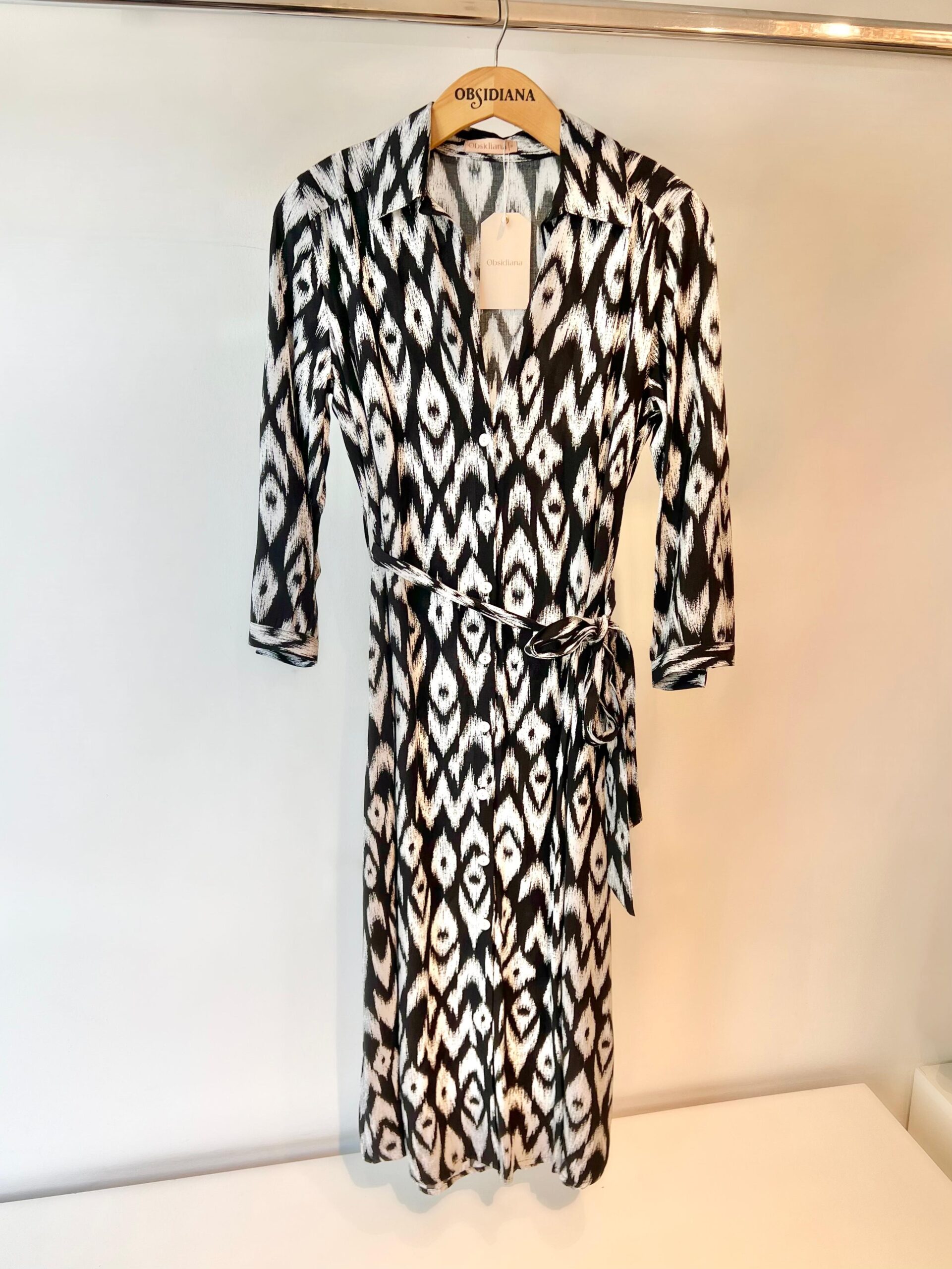Vestido Camisero Print Negro y Blanco