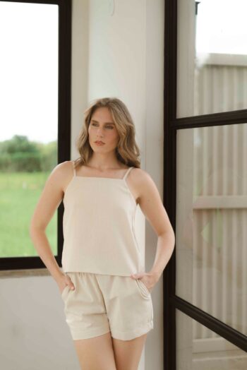 Short Delfina Lino Beige