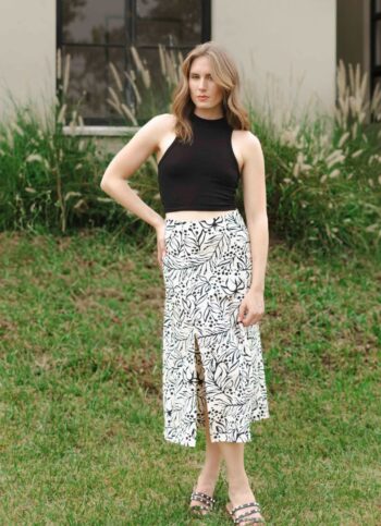 Pollera Ines Marfil Hojas