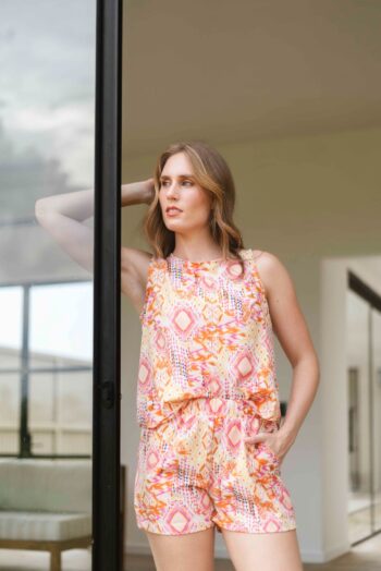 Short Delfina Print Salmon