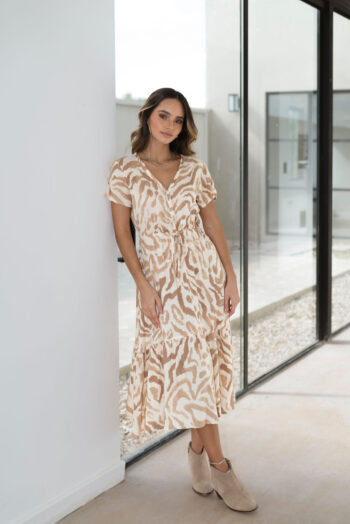 Vestido Olivia Animal Print Beige